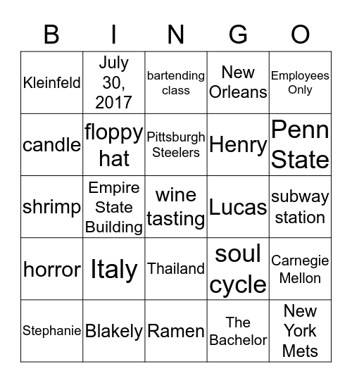 A Perfect Blend~Stephanie&Henry Bingo Card