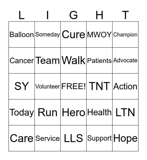 Light The Night/Greene Team Bingo Card