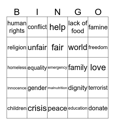 refugees Bingo Card