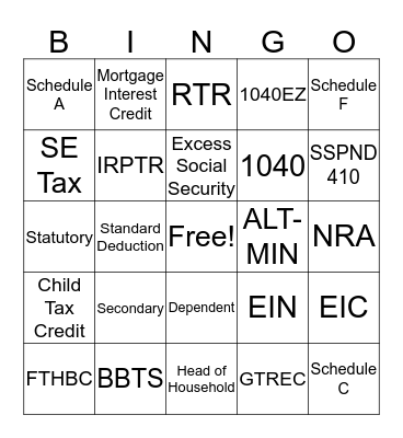 ERS BINGO Card