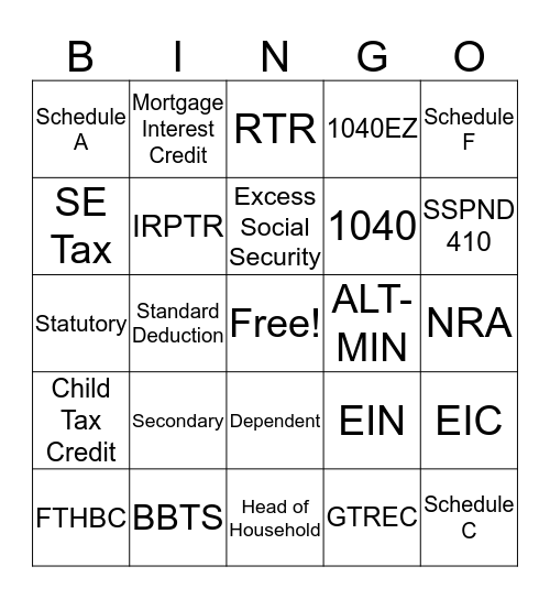 ERS BINGO Card