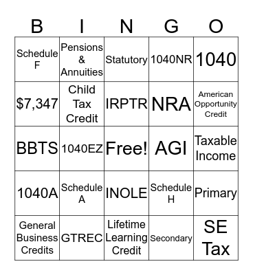 ERS BINGO Card