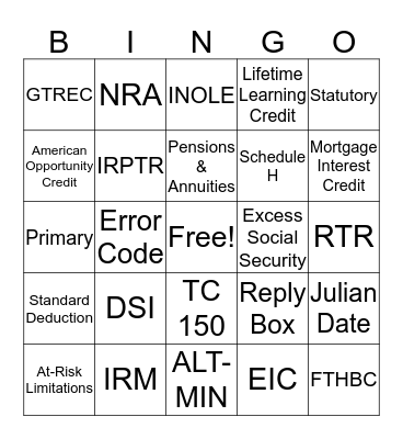 ERS BINGO Card
