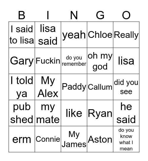 Russ Bingo Card