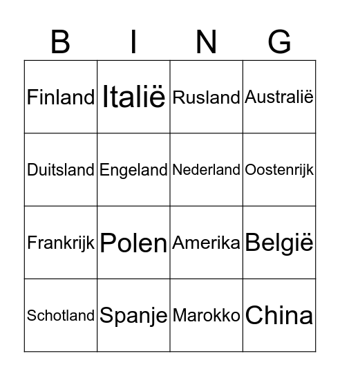 Landen Bingo Card