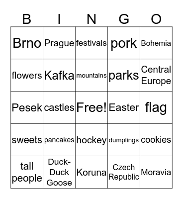 Czech Republic Bingo Card