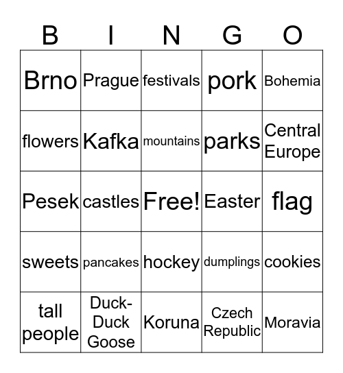 Czech Republic Bingo Card