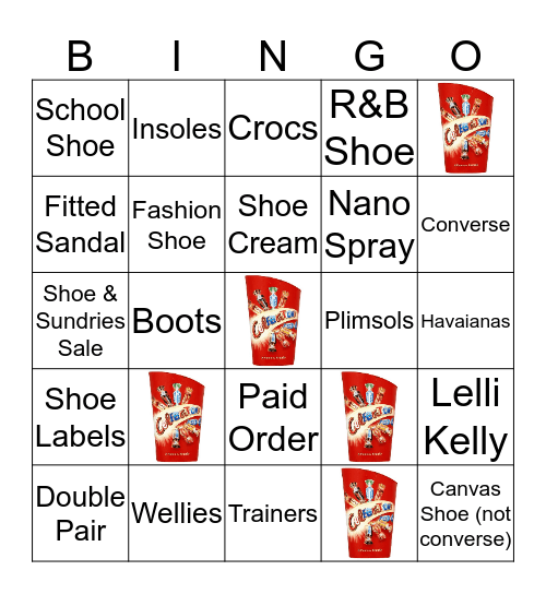 Russell and Bromley Children's Bingo Card