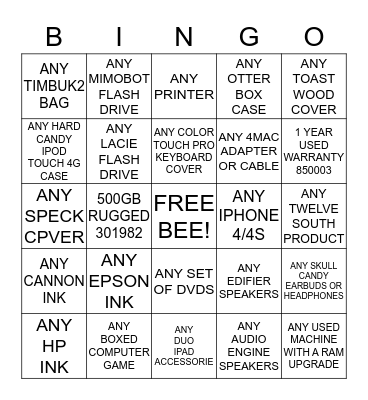 Super Sales Bingo Game Bingo Card