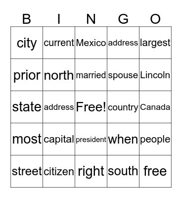 Citizenship1 Bingo Card