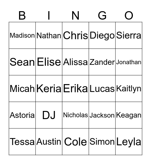 Swihart's Class  Bingo Card