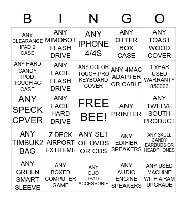 Super Sales Bingo Game Bingo Card