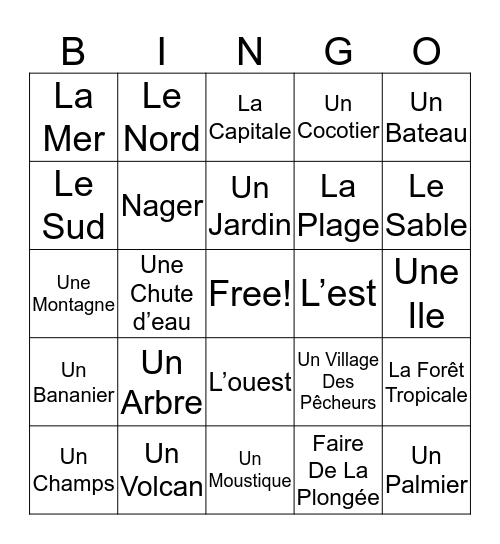Island Vocab Bingo Card