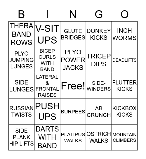 FIT FRENZY BINGO Card
