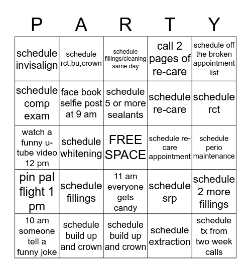 PARTY BLITZ Bingo Card