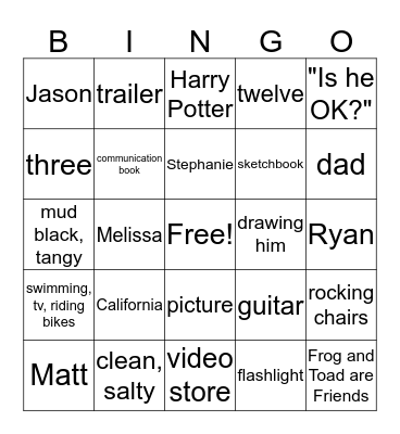 Extra Credit by Andrew Clements Bingo Card