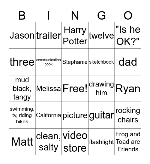 Extra Credit by Andrew Clements Bingo Card