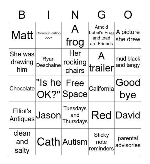 Rules by Cynthia Lord Bingo Card