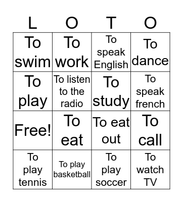 L Bingo Card