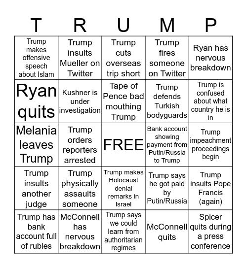TRUMP - Until the end of May Bingo Card