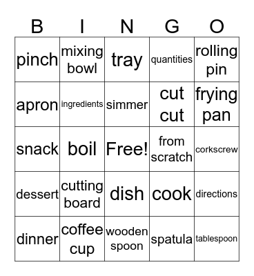 HOSPITALITY  Bingo Card