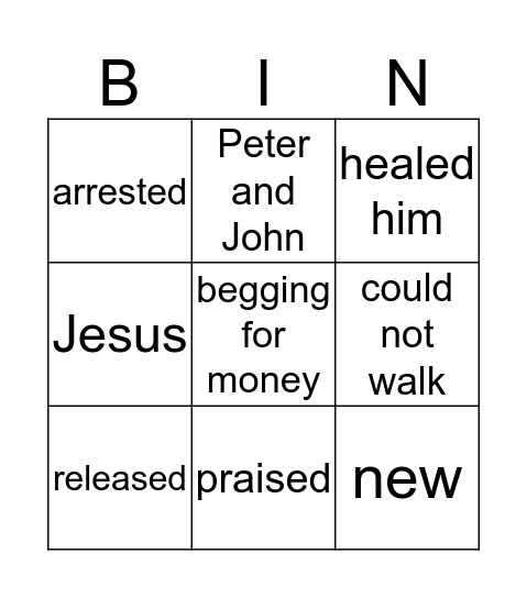 Peter and John Preached Bingo Card