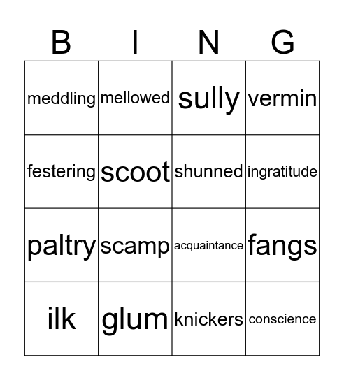 Vocab 24 Bingo Card