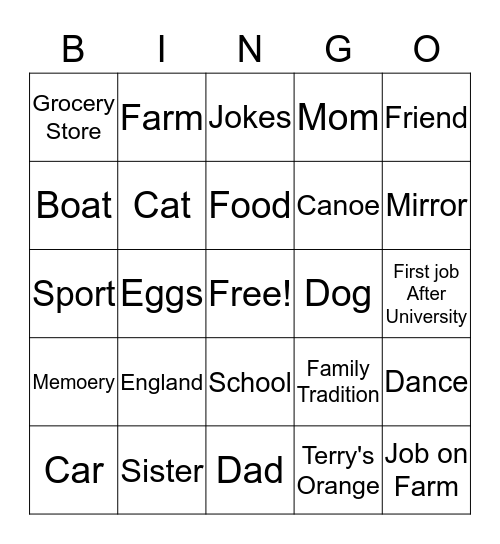 JEFF'S SEVENTY YEARS Bingo Card