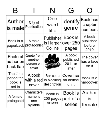 English I Bingo Card