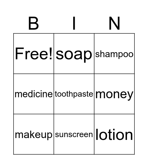 At the Drugstore Bingo Card