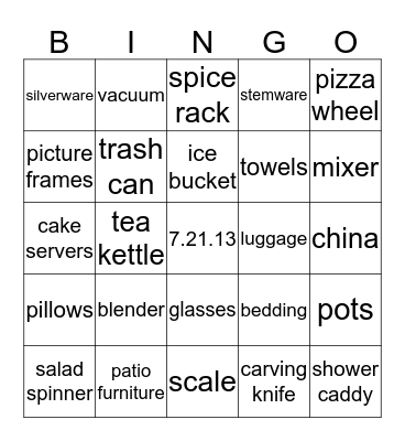 Nicole's Bridal Shower  Bingo Card