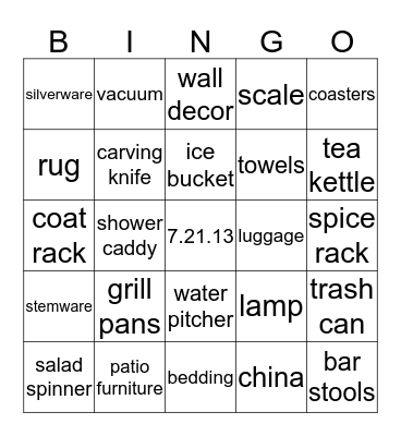 Nicole's Bridal Shower  Bingo Card