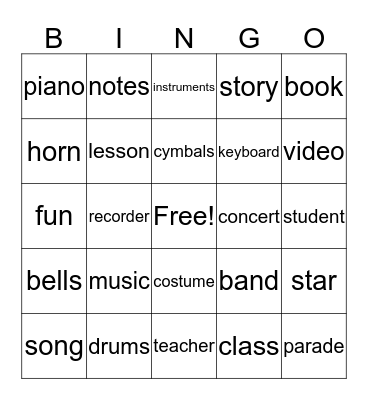 MUSIC BINGO Card