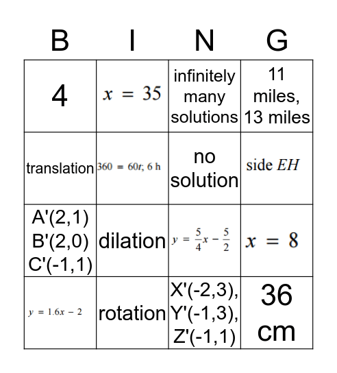 Chapter 1&2 POA Bingo Card