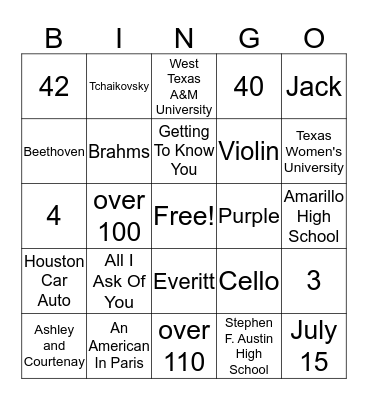 Vandiva's Grand Finale Bingo Card