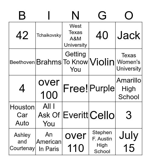 Vandiva's Grand Finale Bingo Card