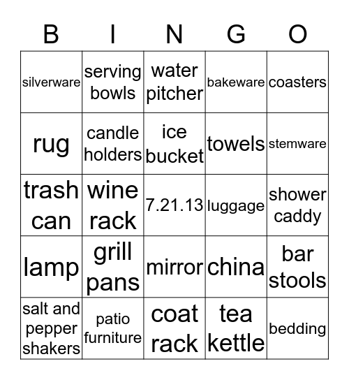 Nicole's Bridal Shower  Bingo Card