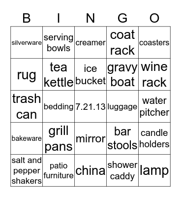 Nicole's Bridal Shower  Bingo Card