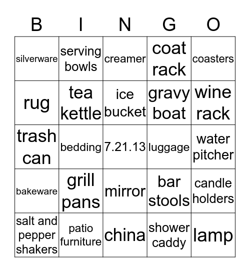 Nicole's Bridal Shower  Bingo Card