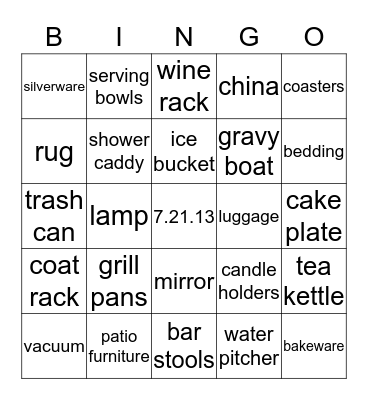 Nicole's Bridal Shower  Bingo Card