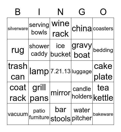 Nicole's Bridal Shower  Bingo Card