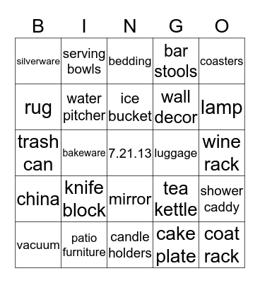 Nicole's Bridal Shower  Bingo Card
