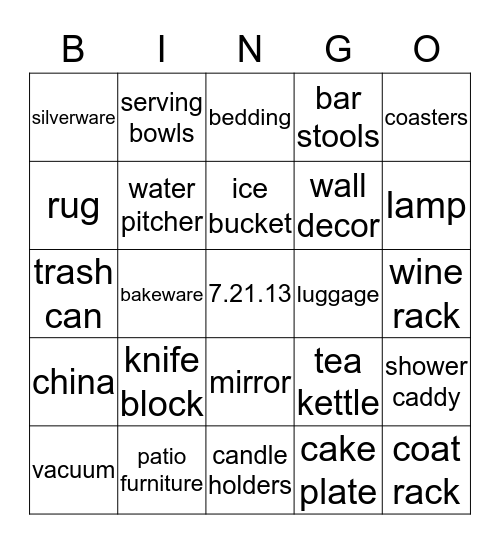 Nicole's Bridal Shower  Bingo Card