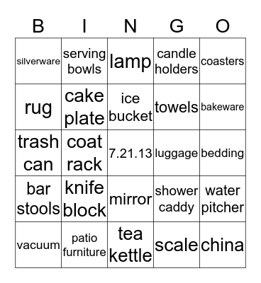 Nicole's Bridal Shower  Bingo Card