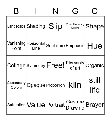 Foundations in Art Review Bingo Card