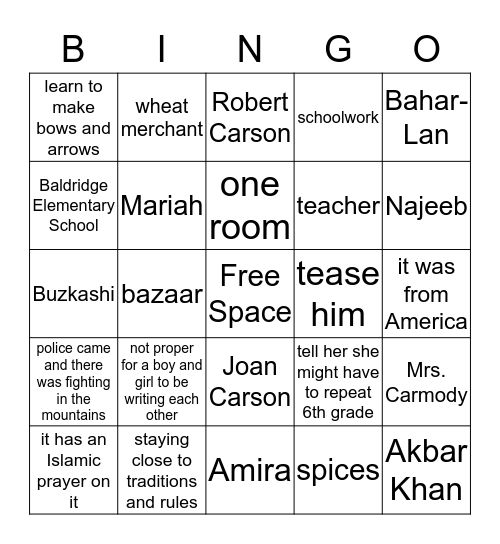 Extra Credit by Andrew Clements Bingo Card