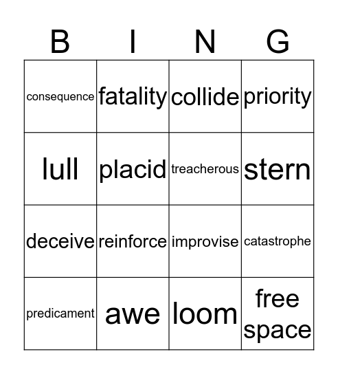 Wordly Wise Bingo Card