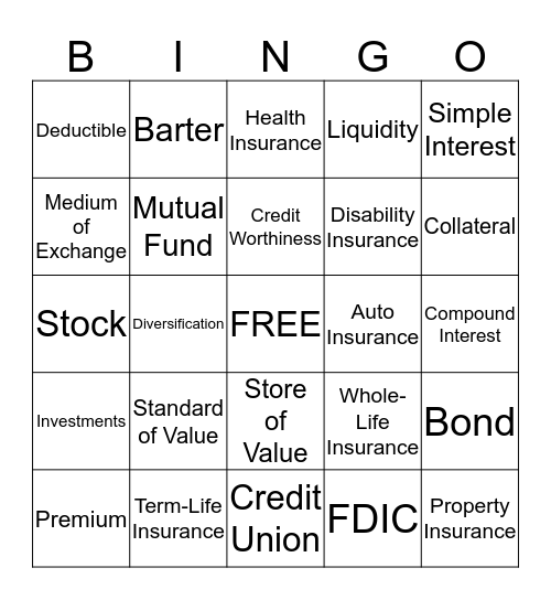 Personal Finance Review  Bingo Card