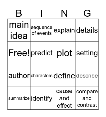 Academic Language Bingo Card