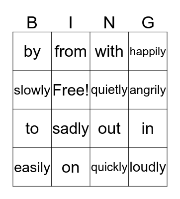 Academic Language Bingo Card